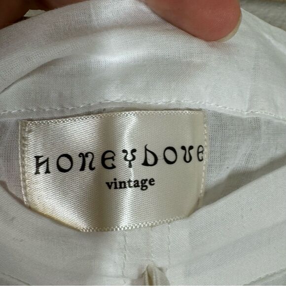 Honeydove Vintage Straight Leg White Cotton Drawstring Pants Lightweight OS - Picture 4 of 8